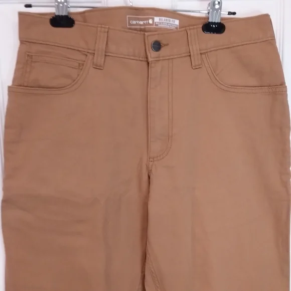 Men's Carhartt Canvas Rugged Flex Relaxed Five Pocket Work Pants 32Wx32L NWT - Picture 3 of 13